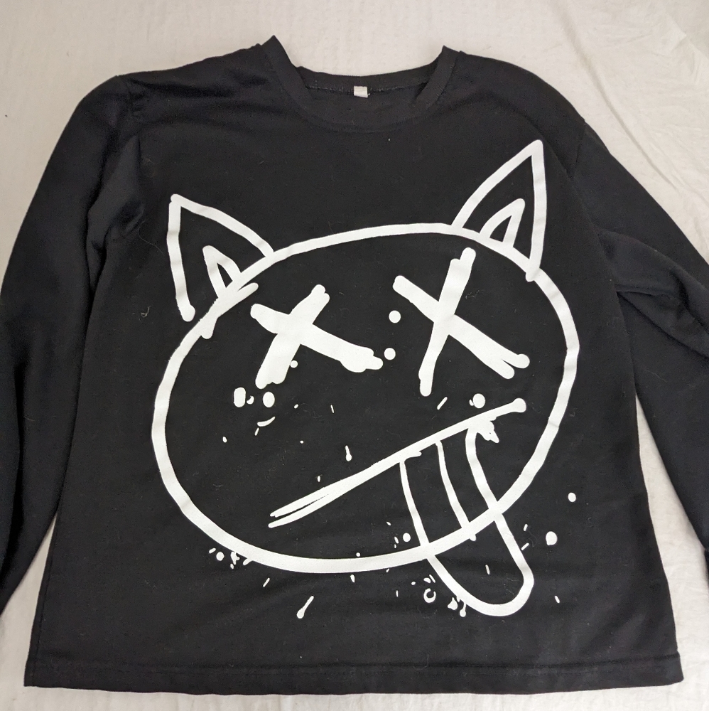 Codazzreet Black Sweatshirt Smiley Face Grunge Graffiti Grunge Medium